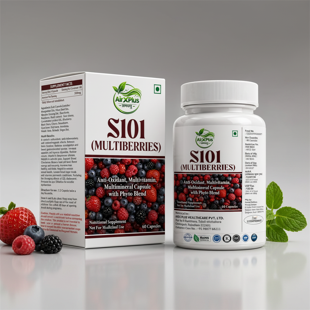 AirX Plus S101 Multiberries – Anti-Oxidant, Multivitamin, Multimineral Capsule with Phyto Blend (60 Capsules)