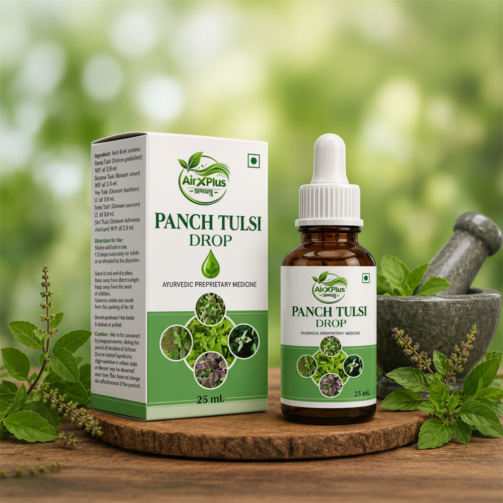 AirX Plus Panch Tulsi Drop – 5 Tulsi Ki Shakti Ek Bottle Mein | Immunity Booster | 25ml