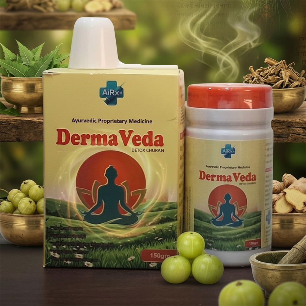 DermaVeda Combo Pack - Therapeutic Oil 60ml + Detox Churan 150gm